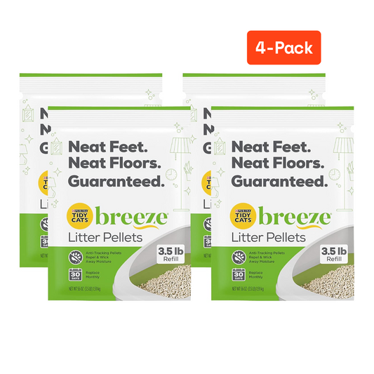 4 Pack Purina Tidy Cats Breeze Non Clumping Cat Litter Pellets, 3.5 lb. Pouch