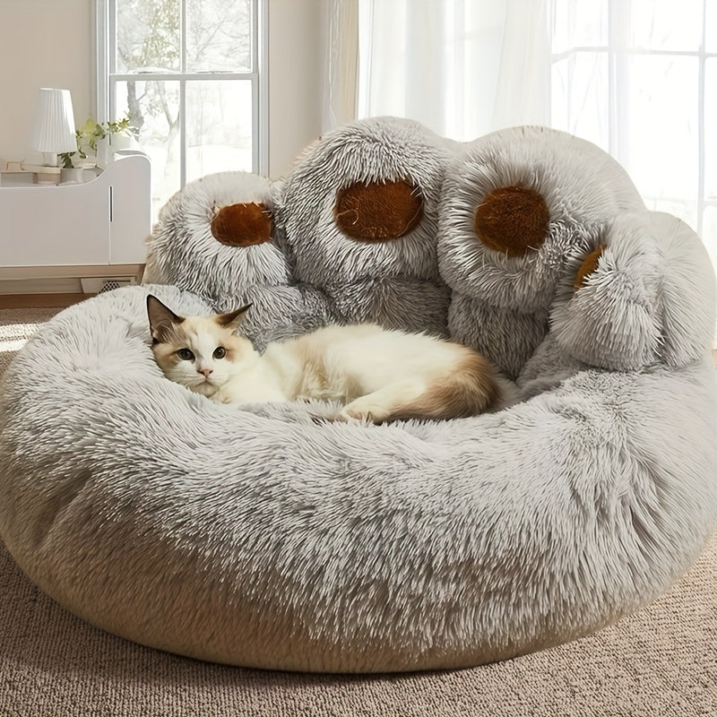 PETOKIE™ Plush Bear Paw Pet Bed for Dogs & Cats