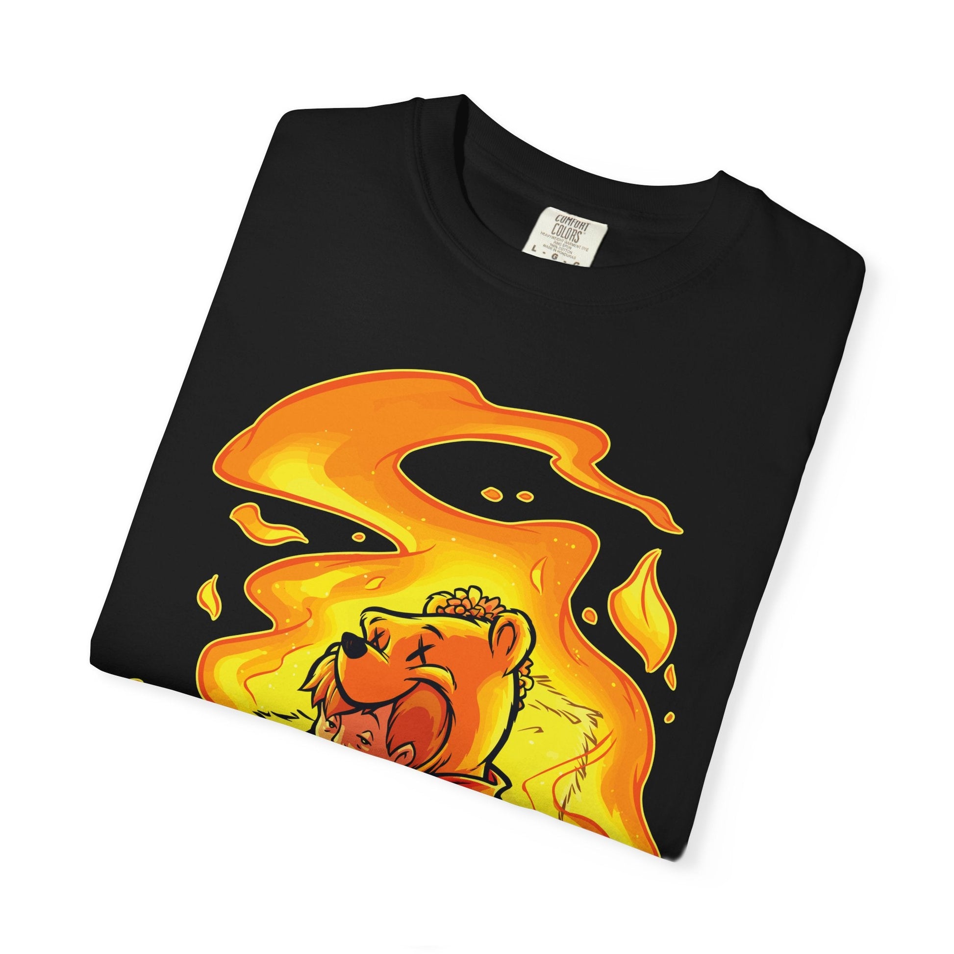Burned Out Bear T-Shirt – Cute Chaos Meets Firestarter Vibes Printify