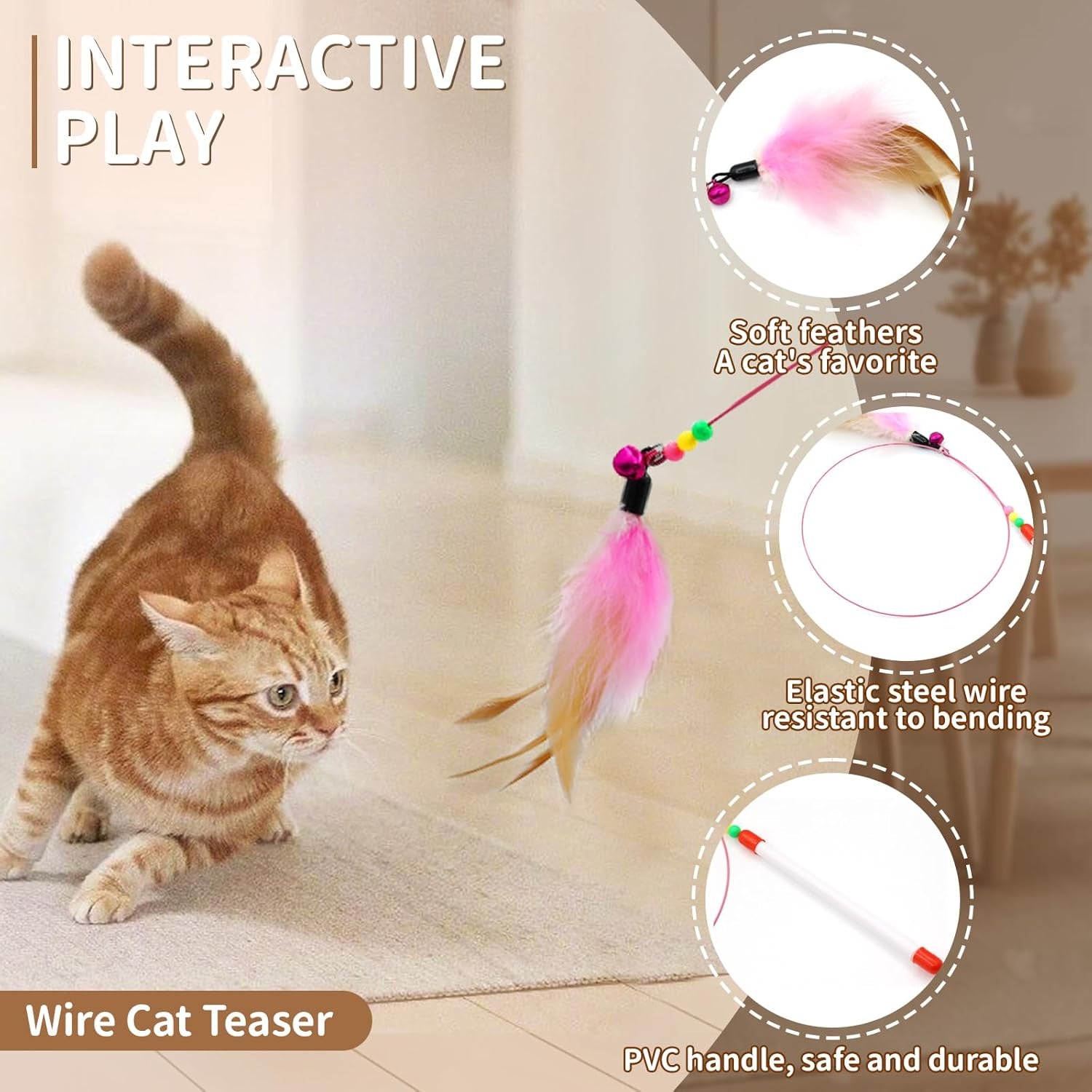 25-Piece Cat Toys Kit with Rainbow Tunnel - Interactive Cat Toy Bundle