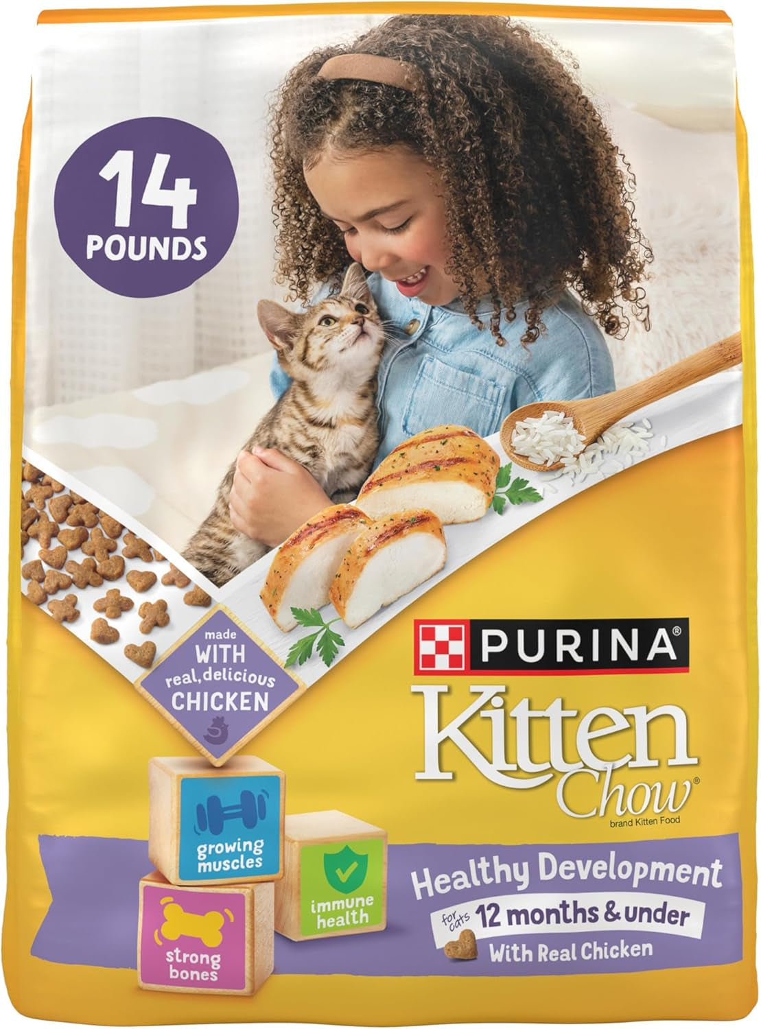 2 Bags Purina Kitten ChowHealthy Development, Indoor Dry Kitten Food, Chicken