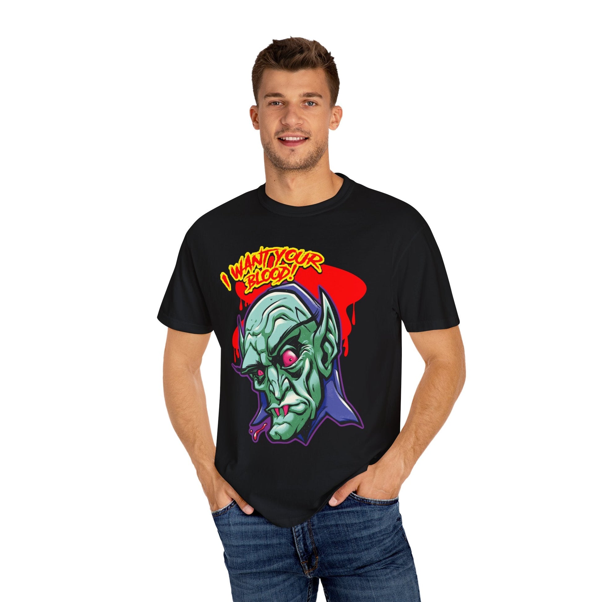I Want Your Blood! Vampire Graphic Tee Printify