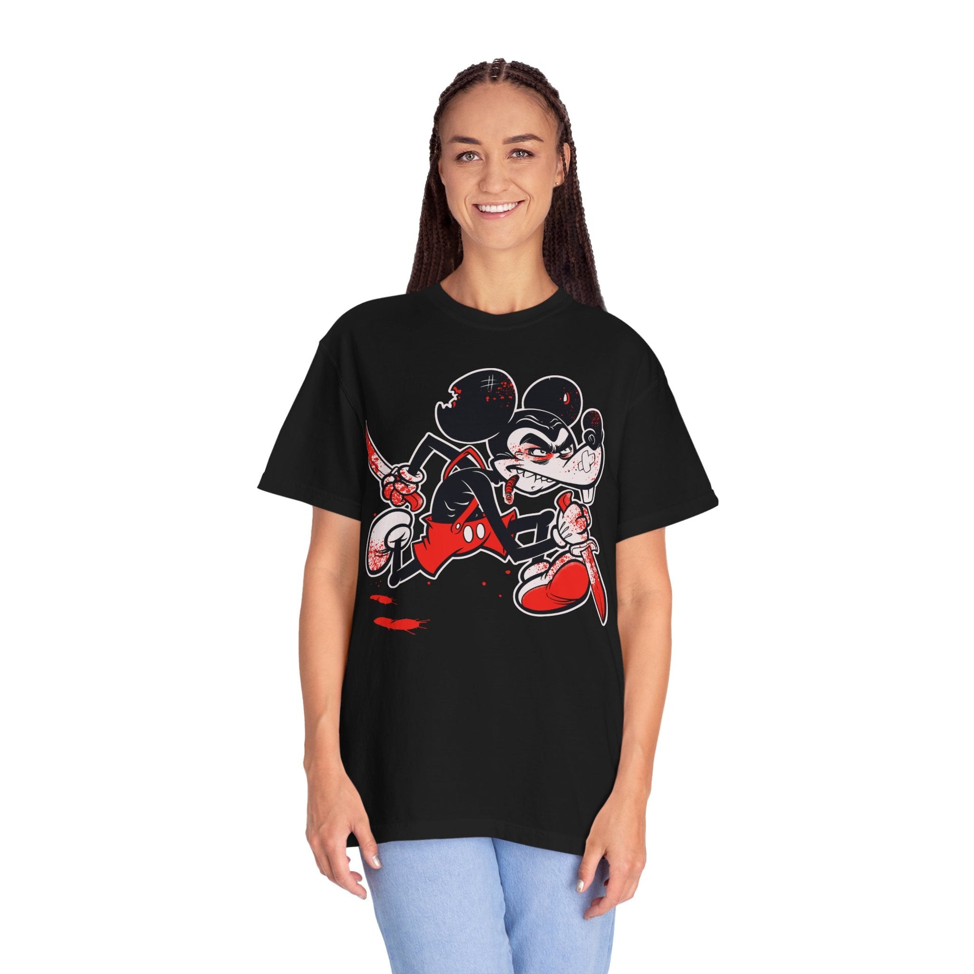 Psycho Mouse Street Tee – Killer Cartoon Chaos Printify
