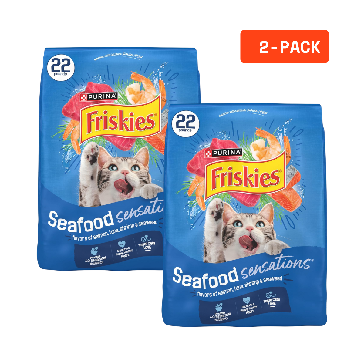 2Pack Purina  Dry Cat Food Seafood Sensations with Salmon, Tuna, and Shrimp Flavors - 22 Lb. Bag