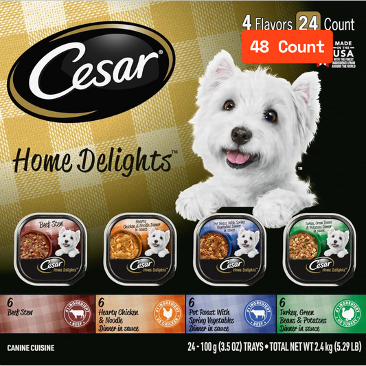 48 Pack Cesar Home Delights Variety Pack Small Breed Adult Wet Dog Food,3.5 Oz