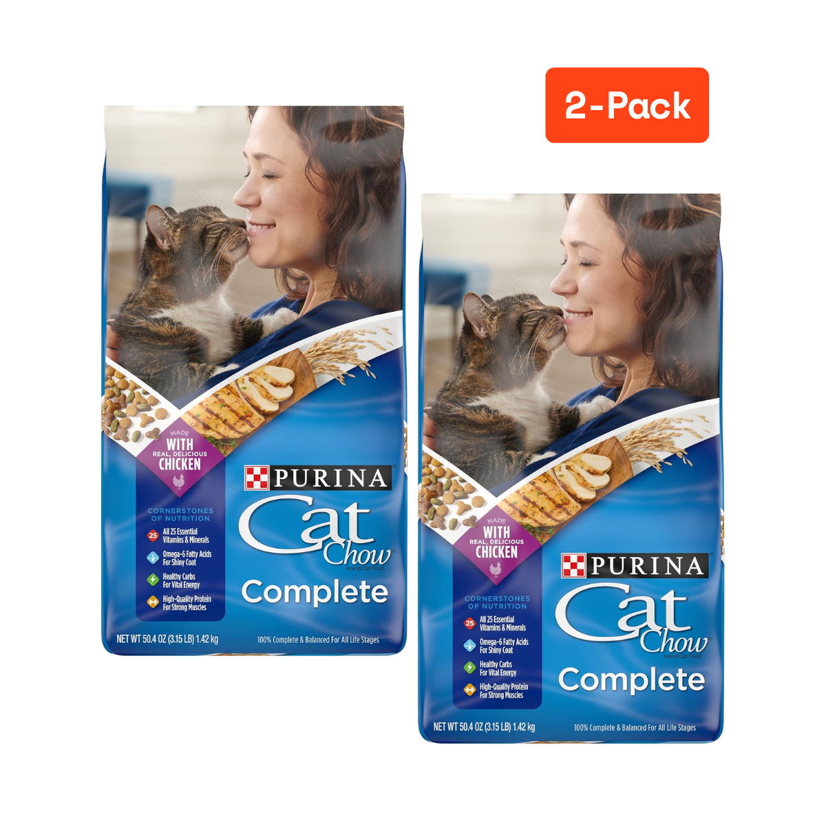 2Pack High Protein Dry Cat Food, Complete - (Pack of 4) 3.15 Lb. Bags