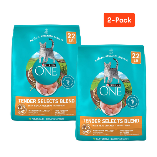 2Pack Purina ONE Tender Select Blends Dry Cat Food, Chicken, 22 lb Bag
