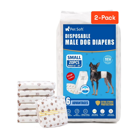 20Pcs Dog Diapers Male - Disposable Male Dog Wraps Wetness Indicator, Small