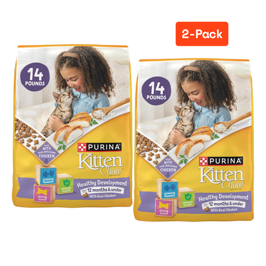 2 Bags Purina Kitten ChowHealthy Development, Indoor Dry Kitten Food, Chicken