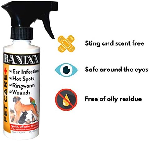 Banixx Pet Liquid Spray 8oz Ear Infection Hot Spot Ringworm Wounds