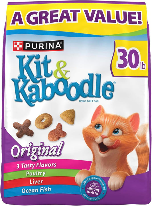 Purrina Kiit and Kabodle Original Dry Cat Food for Adult Cats, Immune Health Support, Complete and Balanced Nutrition for Adult Cats, 30 Lb Bag