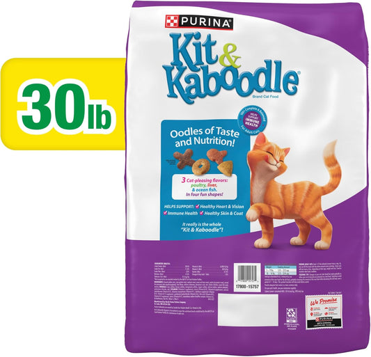 Purrina Kiit and Kabodle Original Dry Cat Food for Adult Cats, Immune Health Support, Complete and Balanced Nutrition for Adult Cats, 30 Lb Bag