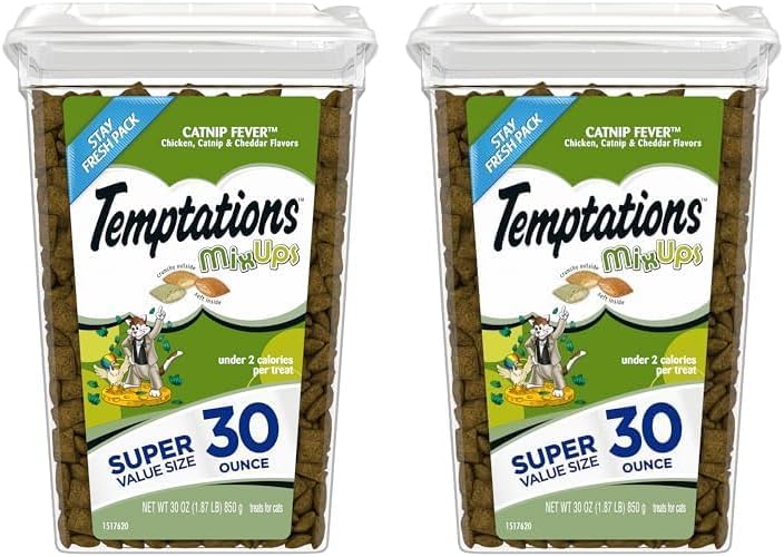 2Pack Mixups Catnip Fever Flavor Crunchy and Soft Cat Treats, 30 Oz. Tub