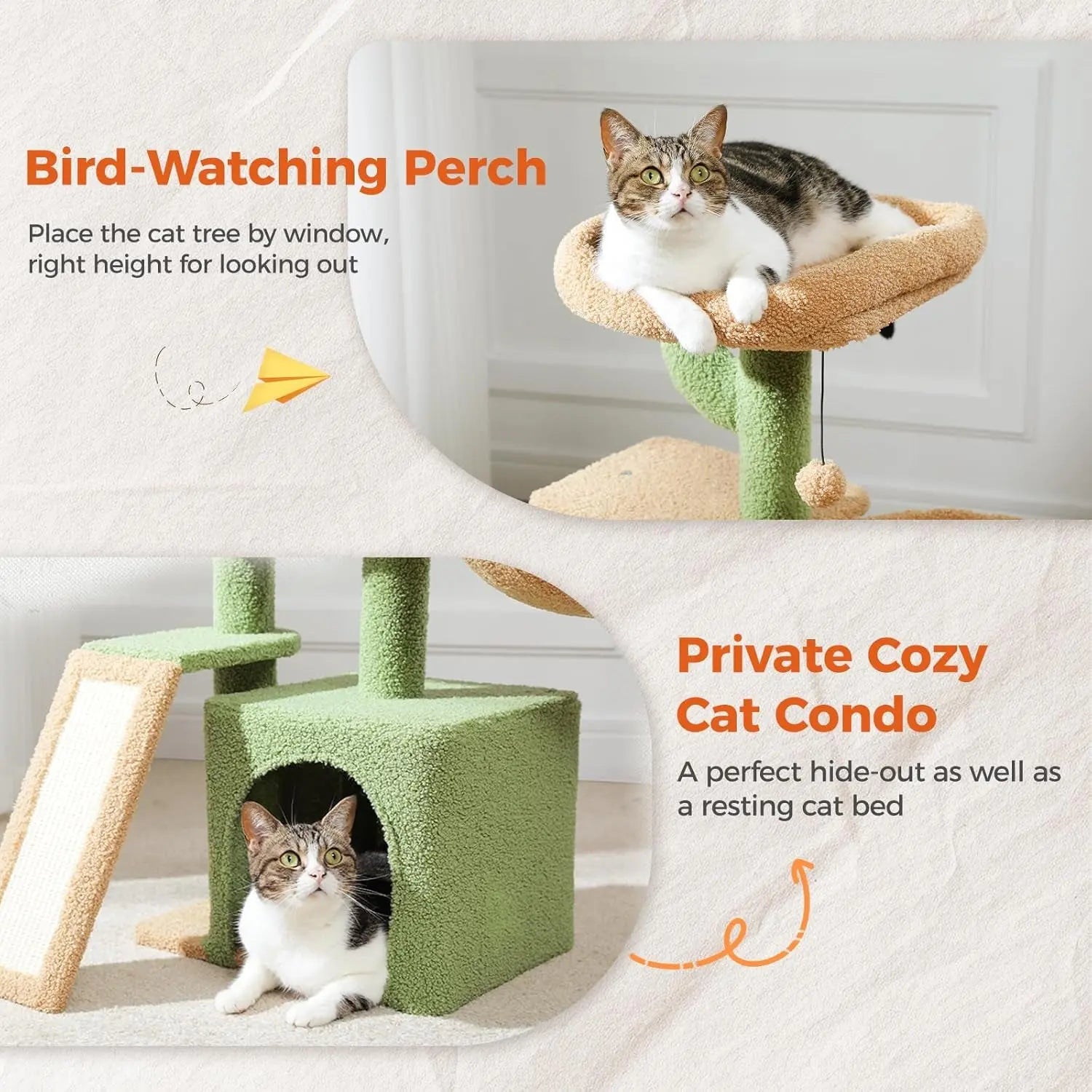 Cactus Cat Tree for Indoor Cats, 32'' Small Cat Tower Cat Condo with Sisal Scrat