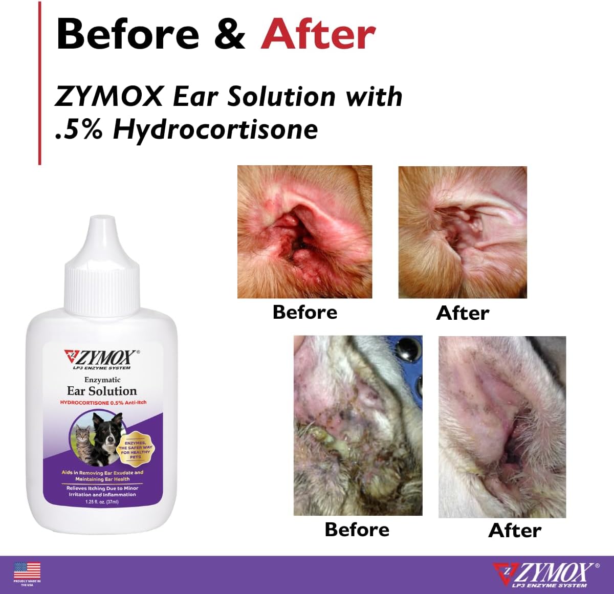 Enzymatic Ear Solution with 0.5-Percent Hydrocortisone, for Dog & Cat, 1.25 Oz
