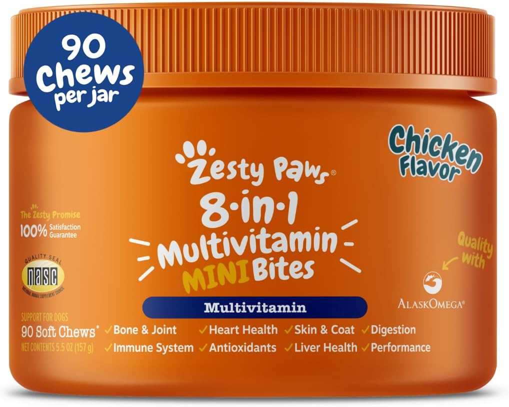 Zesty Paws 90 Probiotics for Dogs Digestive Enzymes for Gut Flora Pumpkin
