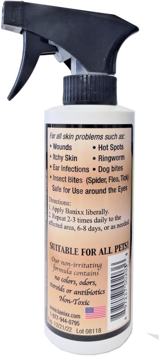 Banixx Pet Liquid Spray 8oz Ear Infection Hot Spot Ringworm Wounds