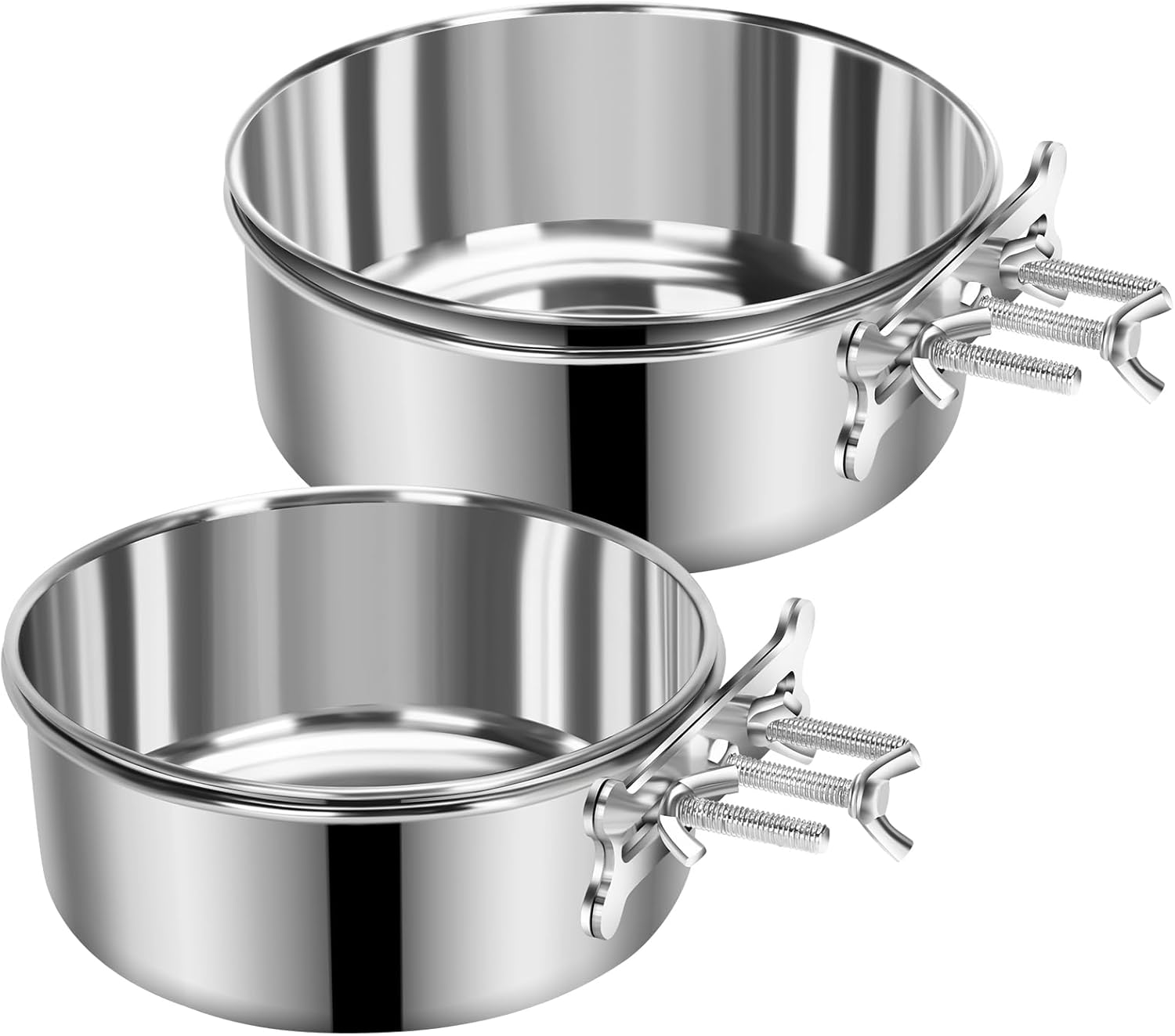 2 Pcs Large Dog Food Water Bowl for Cage with Upgraded Clamp Holder Pet Kennel