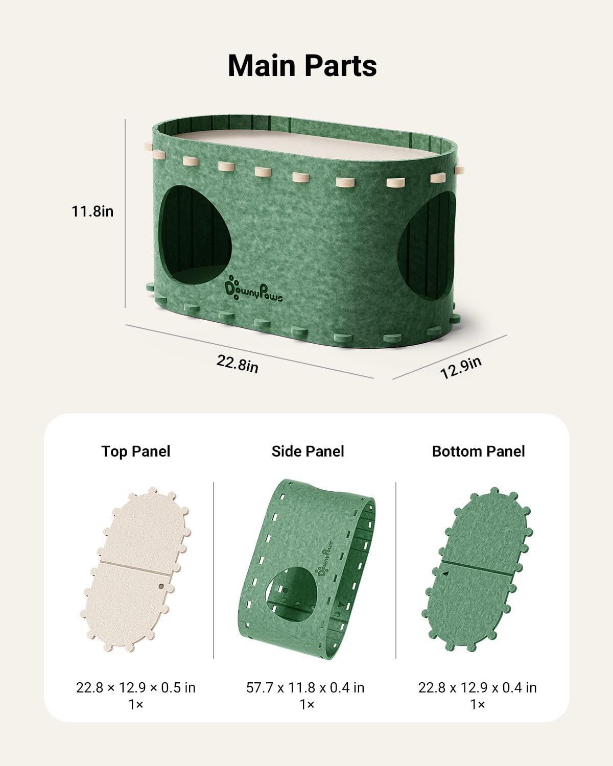 Cat House for Indoor Cats, Cat Bed Cave for Multiple & Large Cats up to 22 Lbs, Scratch Resistant Peekaboo Cat Caves, Foldable Tunnel Enclosed Bed, Peekapurr, Forest