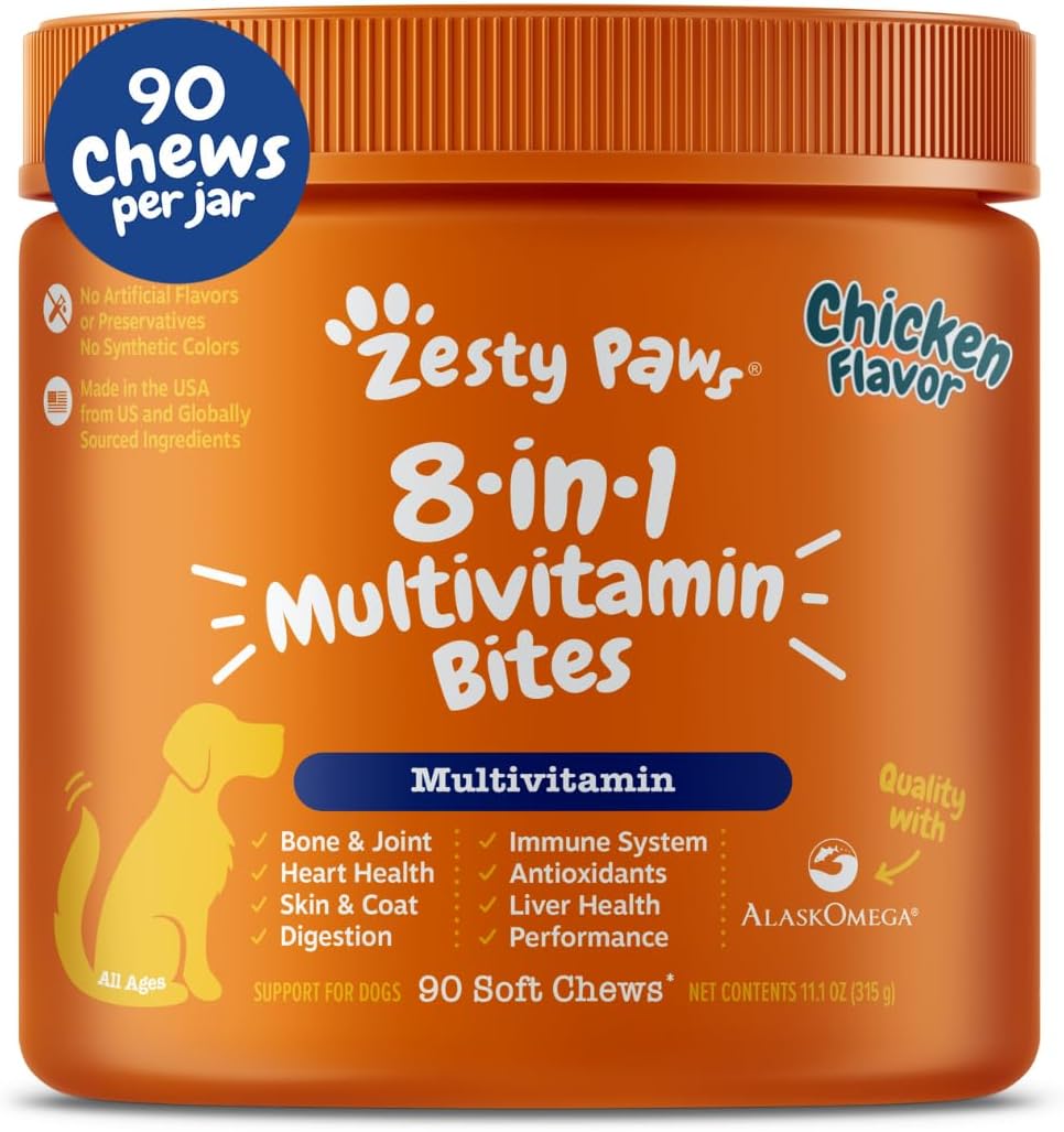 Zesty Paws 90 Probiotics for Dogs Digestive Enzymes for Gut Flora Pumpkin
