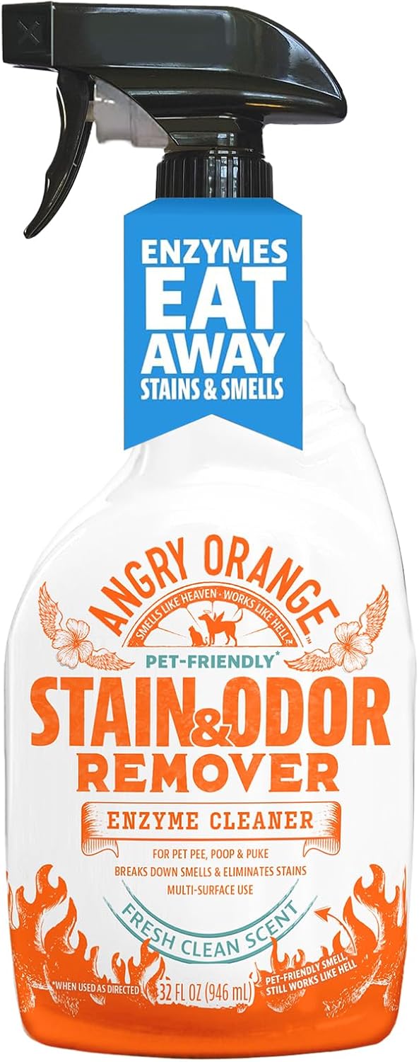Angry Orange Stain Remover , 32oz Enzyme Pet Cleaner , Dog & Cat Urine Destroyer