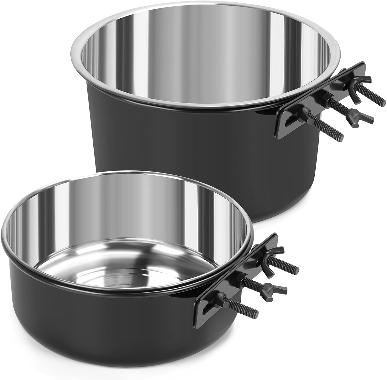 2 Pcs Large Dog Food Water Bowl for Cage with Upgraded Clamp Holder Pet Kennel