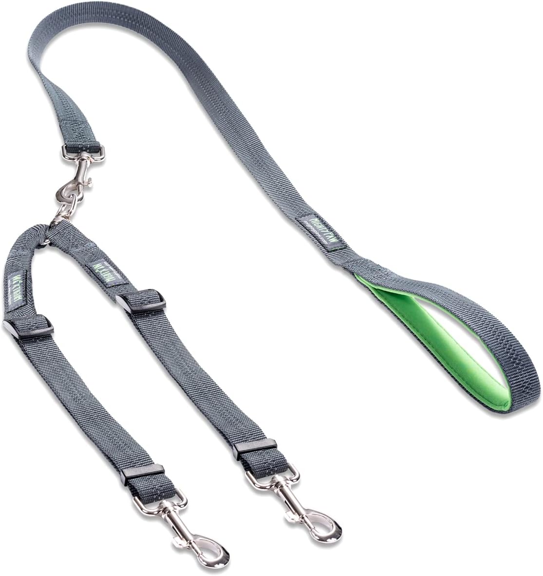 Double Dog Leash with Rope Handle - Double Leash for Two Dogs No Tangle Design