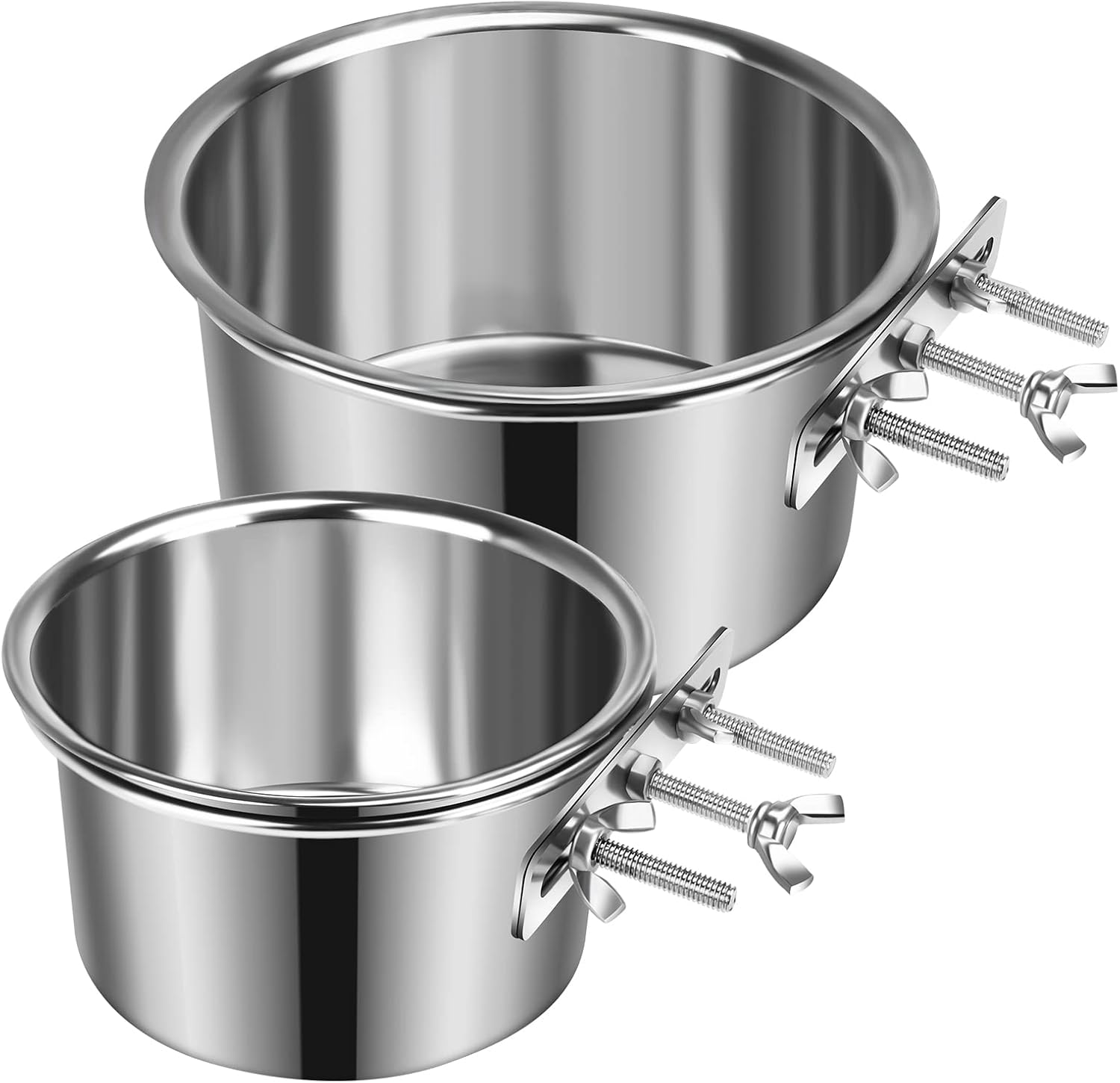 2 Pcs Large Dog Food Water Bowl for Cage with Upgraded Clamp Holder Pet Kennel
