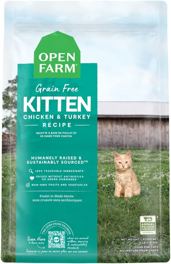 Open Farm Turkey Chicken Cat Food 4lb Grain Free Crunchy Recipe
