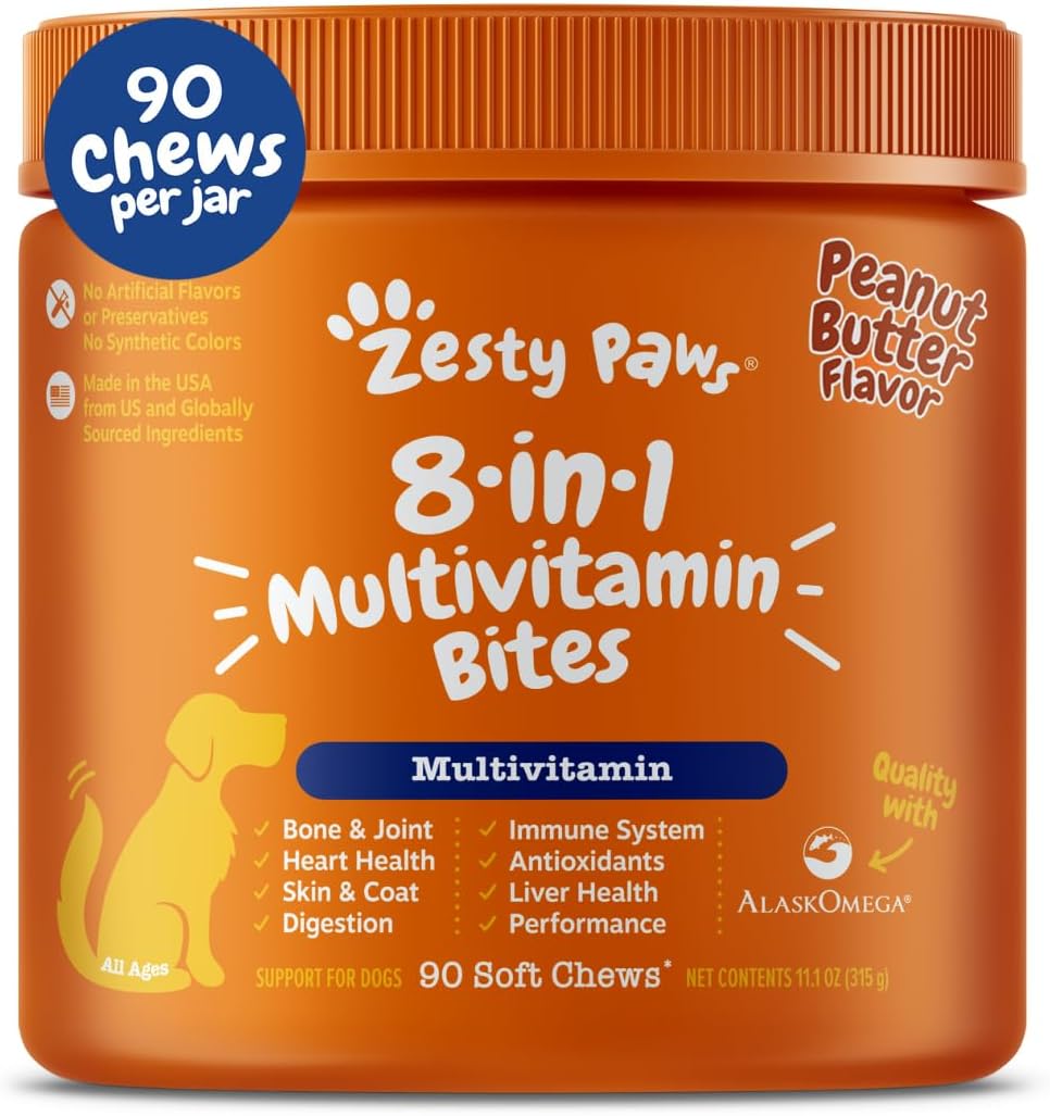 Zesty Paws 90 Probiotics for Dogs Digestive Enzymes for Gut Flora Pumpkin