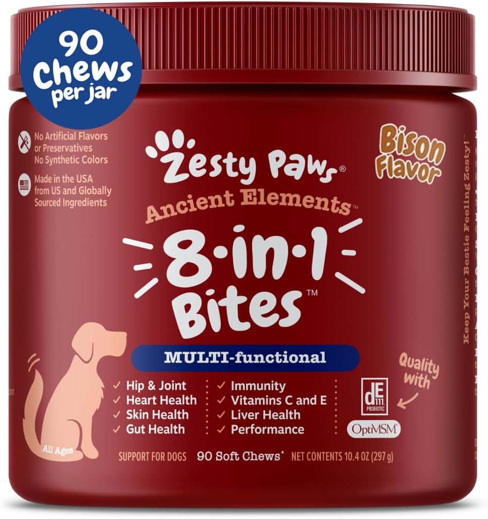 Zesty Paws 90 Probiotics for Dogs Digestive Enzymes for Gut Flora Pumpkin