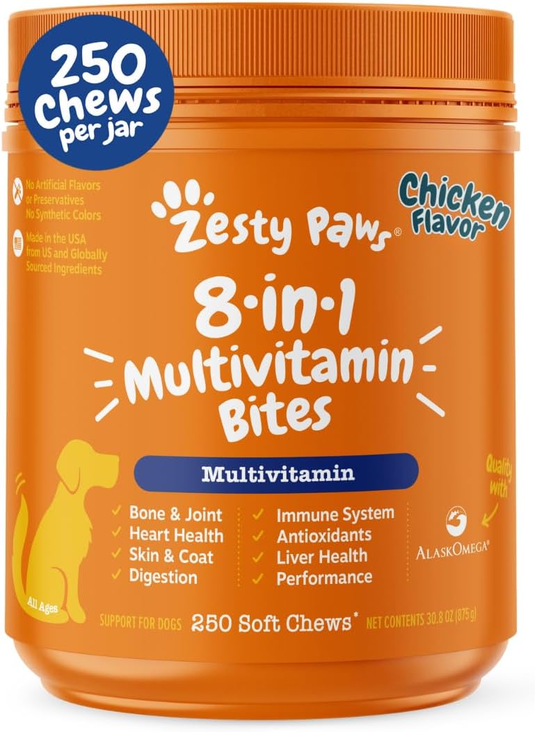 Zesty Paws 90 Probiotics for Dogs Digestive Enzymes for Gut Flora Pumpkin