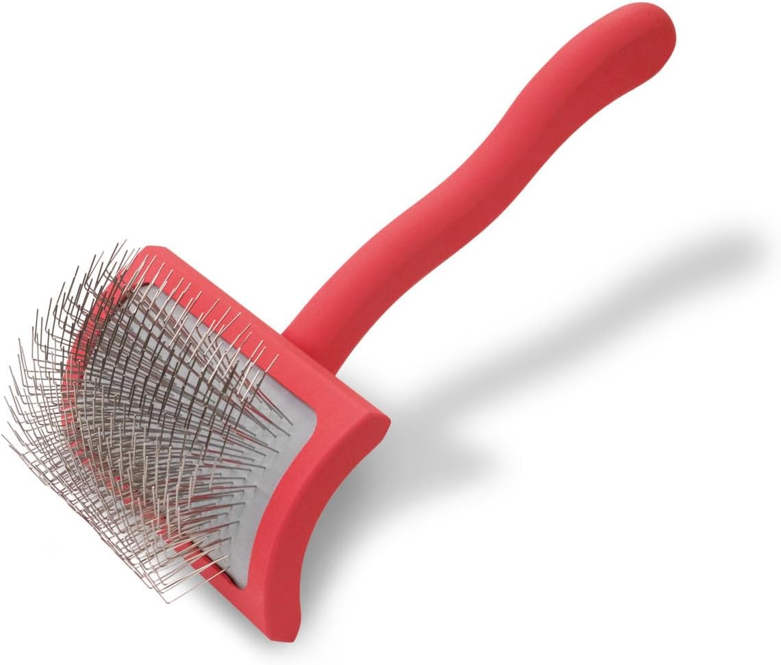 Chris Christensen Big G Dog Slicker Brush for Grooming, GroomGrip Coating, Coral