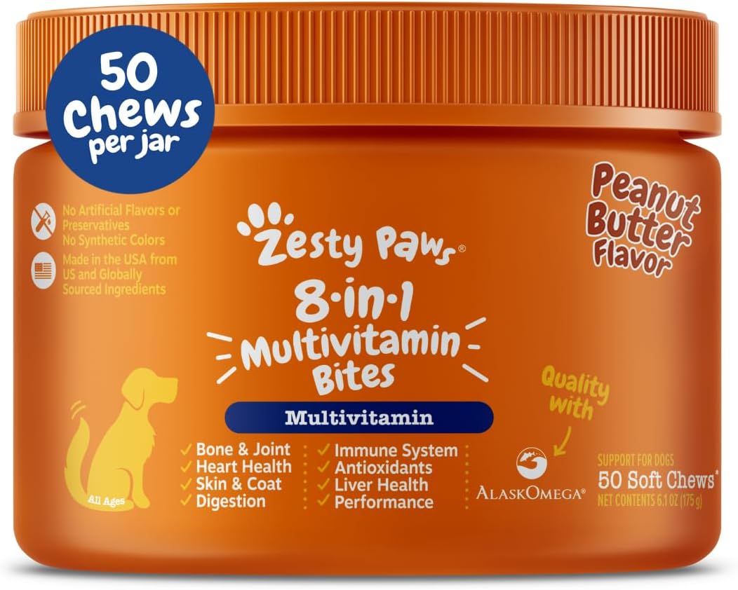 Zesty Paws 90 Probiotics for Dogs Digestive Enzymes for Gut Flora Pumpkin