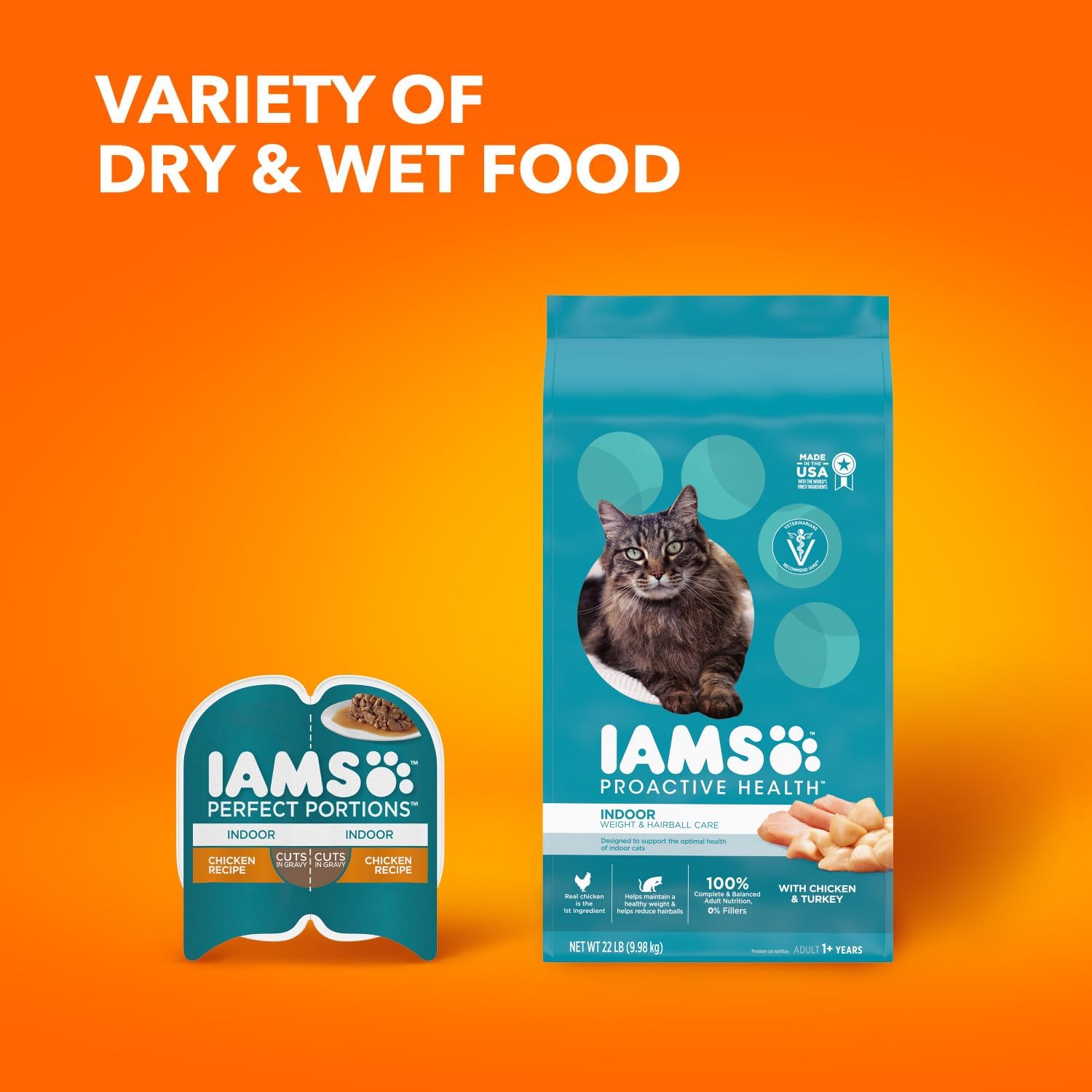 Iams ProActive Health Indoor Weight & Hairball Care Adult Dry Cat Food,22lb