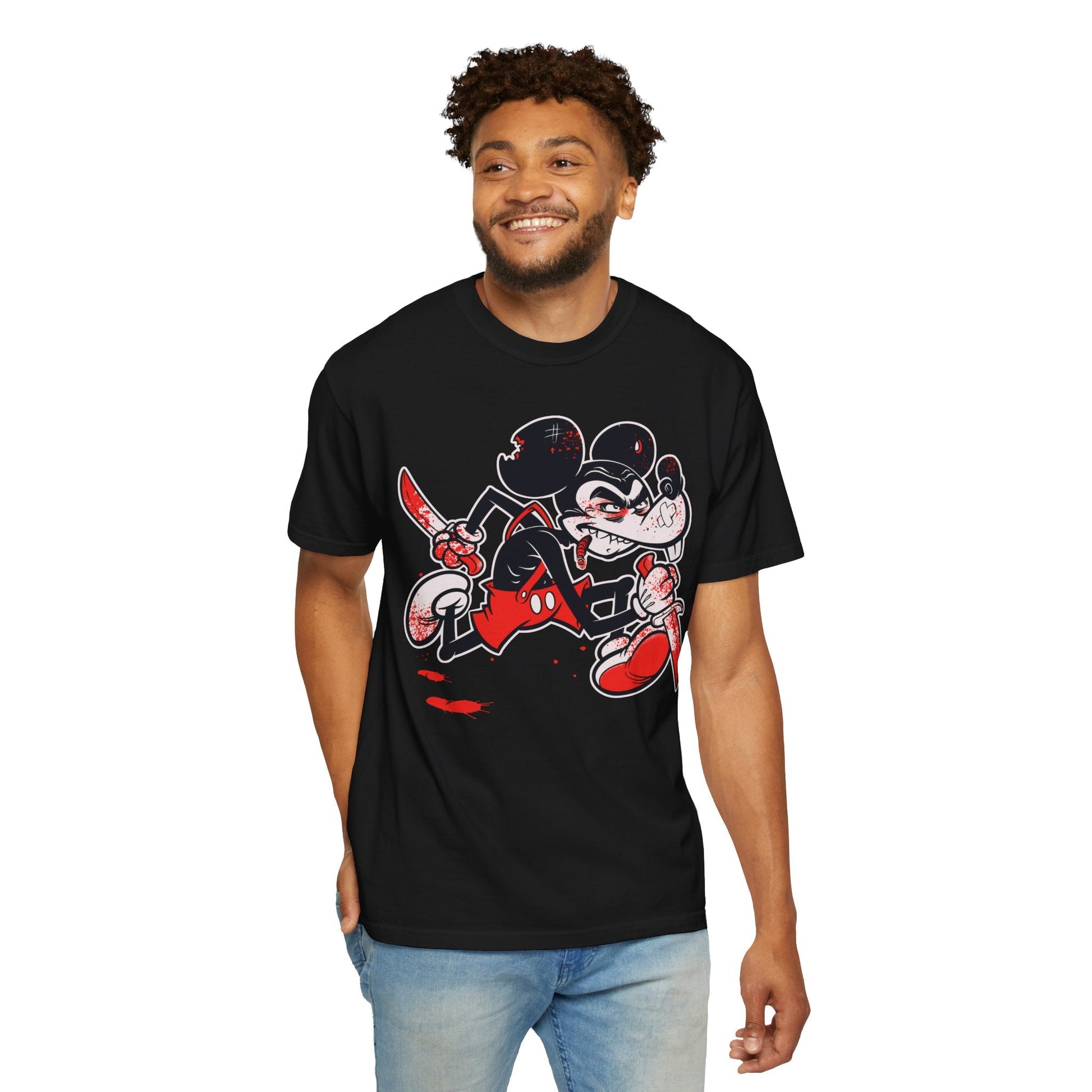 Psycho Mouse Street Tee – Killer Cartoon Chaos Printify