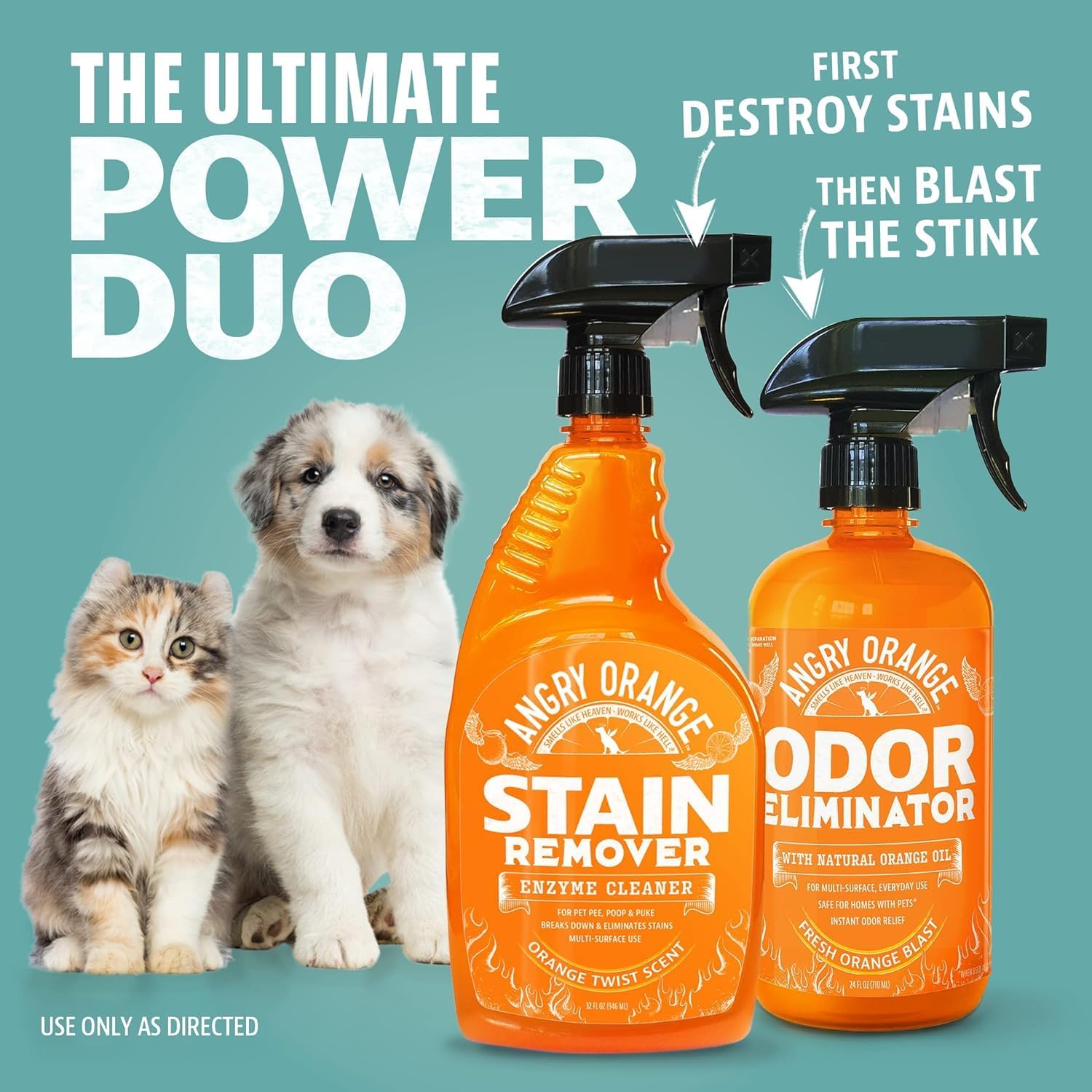 Angry Orange Stain Remover , 32oz Enzyme Pet Cleaner , Dog & Cat Urine Destroyer