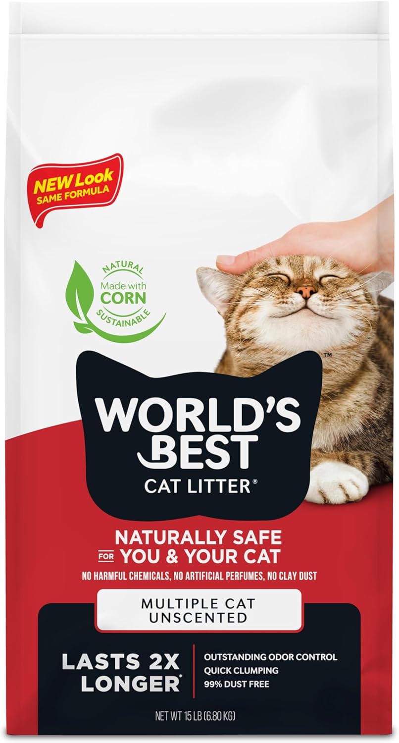 WORLD'S BEST CAT LITTER Multiple Cat Unscented - Natural Ingredients, 32-Pounds