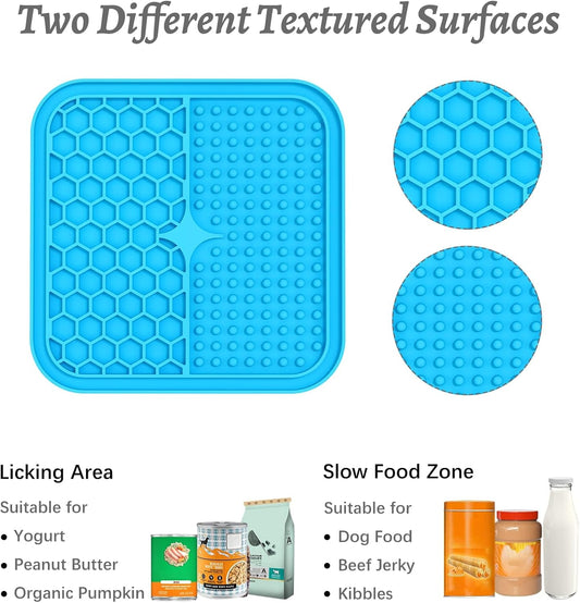 2PCS Lick Mat for Dogs and Cats with Suction Cups (Size: 6" x 6")