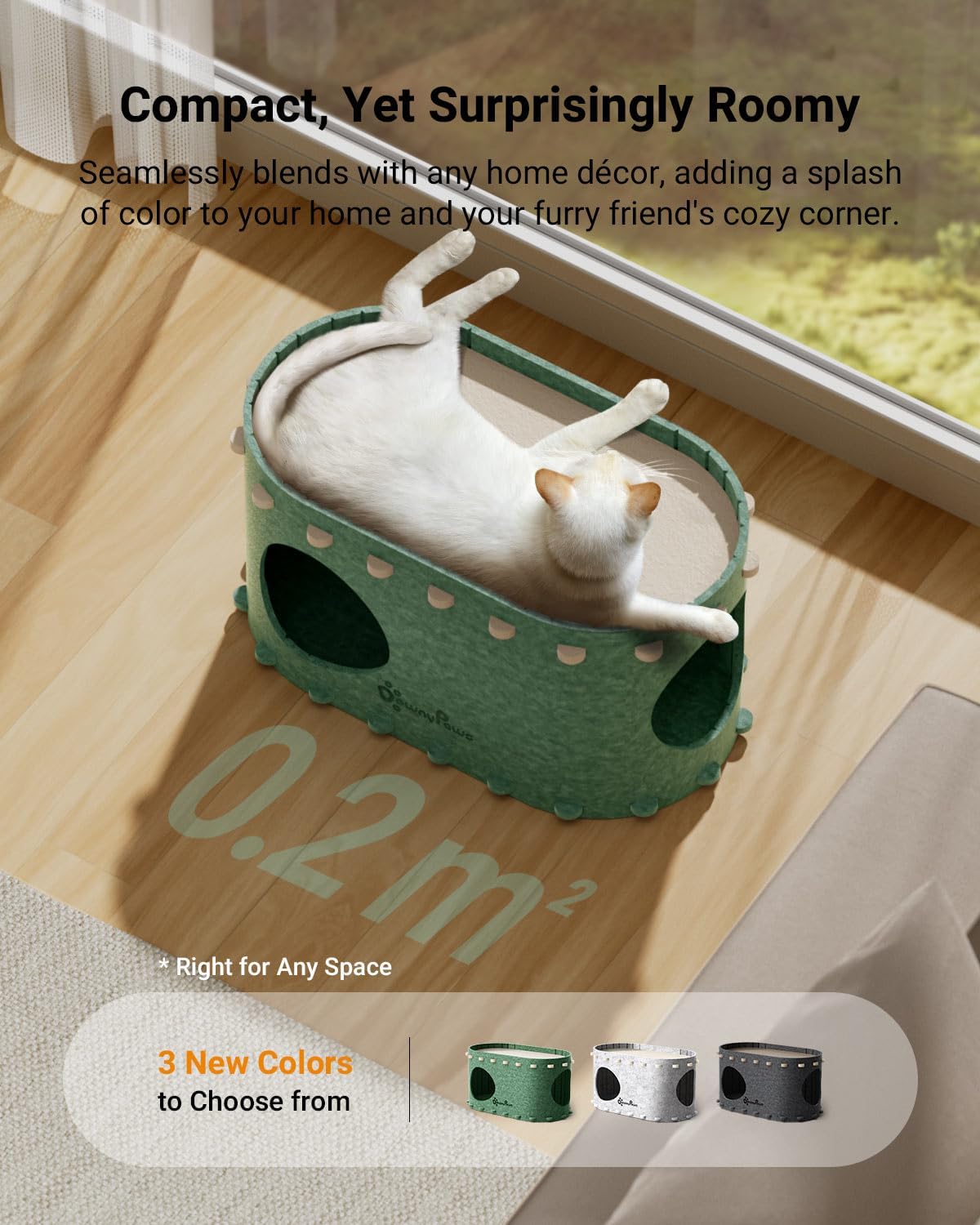Cat House for Indoor Cats, Cat Bed Cave for Multiple & Large Cats up to 22 Lbs, Scratch Resistant Peekaboo Cat Caves, Foldable Tunnel Enclosed Bed, Peekapurr, Forest