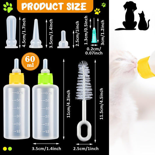 16 Pieces Pet Feeding Bottle Kit Kitten Bottles Kitten Milk Replacer Puppy Milk