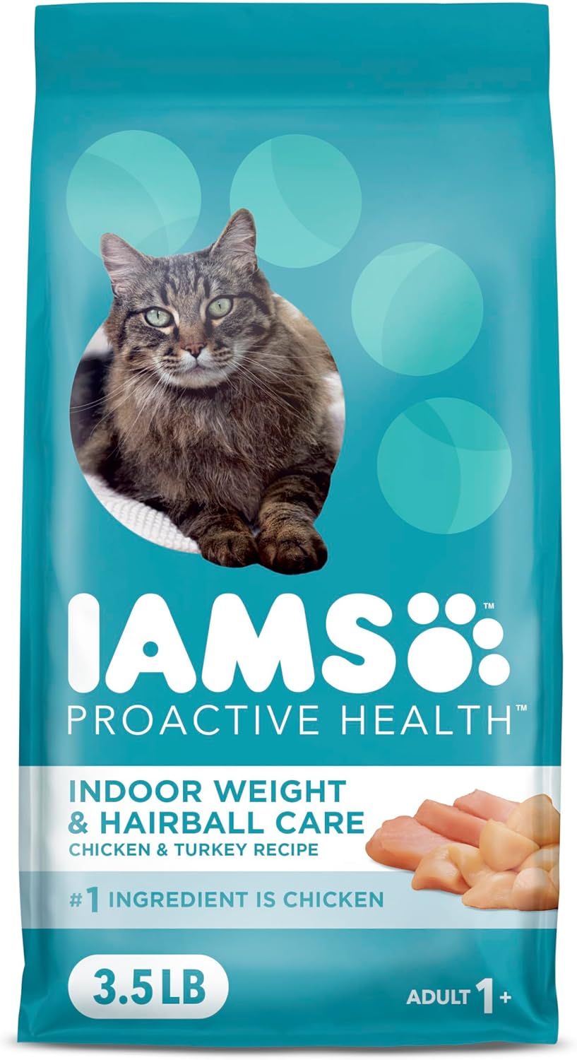 Iams ProActive Health Indoor Weight & Hairball Care Adult Dry Cat Food,22lb