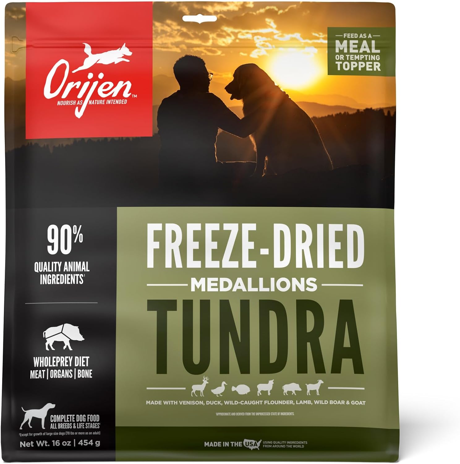 Grain Free High Protein Freeze Dried Dog Food & Topper Original Recipe 6Oz Bag
