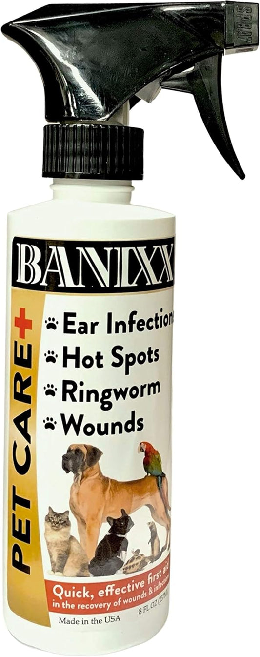 Banixx Pet Liquid Spray 8oz Ear Infection Hot Spot Ringworm Wounds