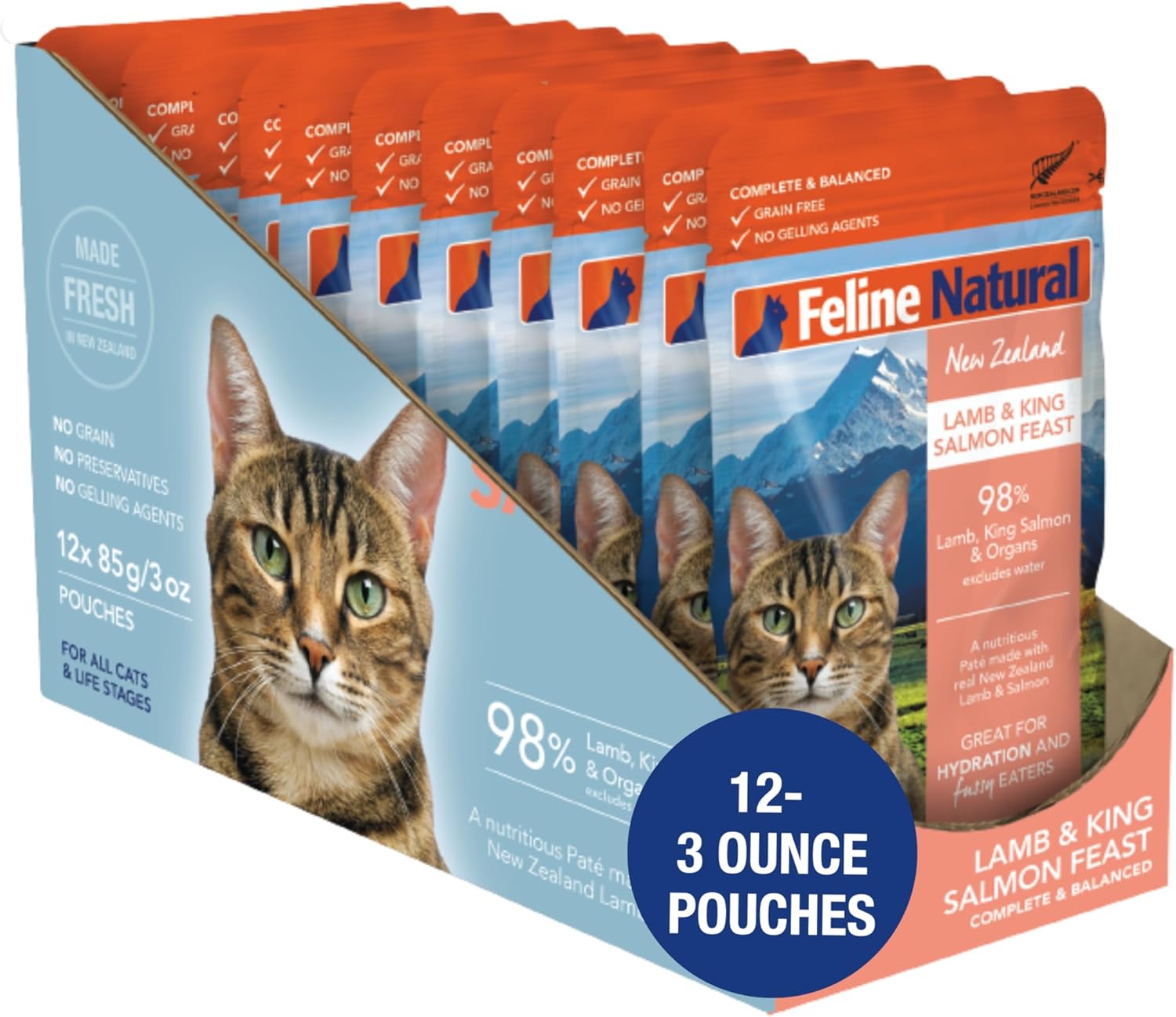Wet Cat Food Pouch - Chicken & Lamb Feast, Grain-FreeSingle Serve Pate, 12 Pack