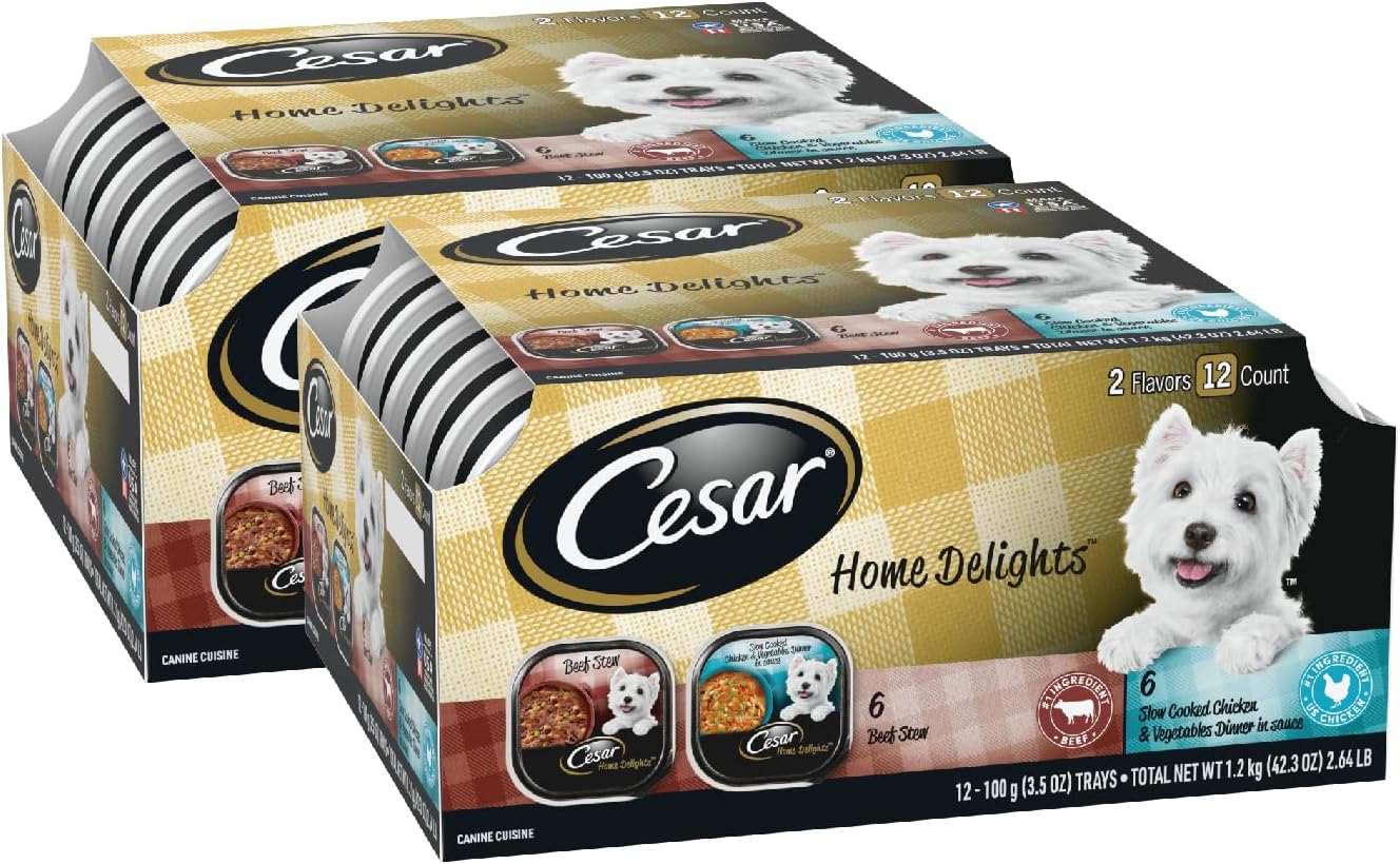 48 Pack Cesar Home Delights Variety Pack Small Breed Adult Wet Dog Food,3.5 Oz
