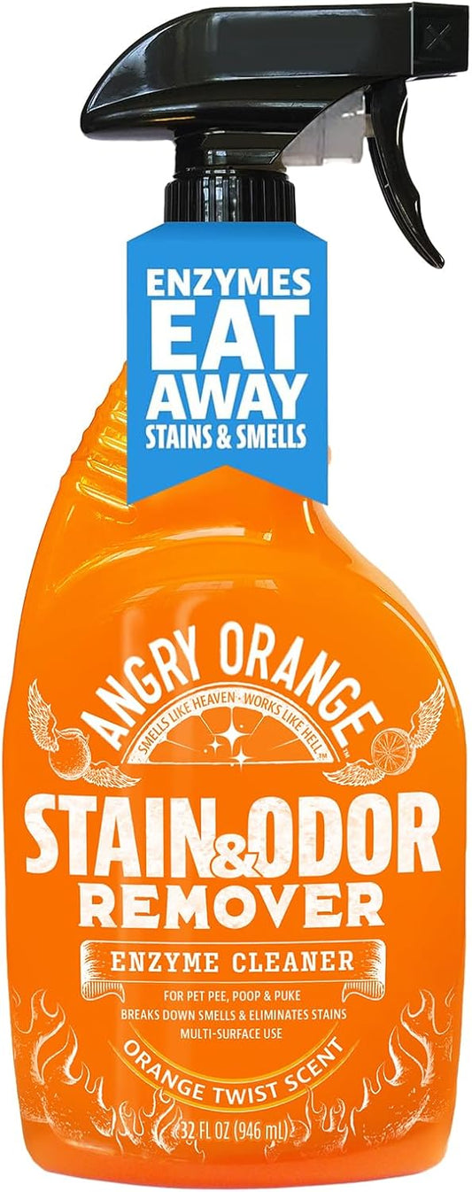 Angry Orange Stain Remover , 32oz Enzyme Pet Cleaner , Dog & Cat Urine Destroyer