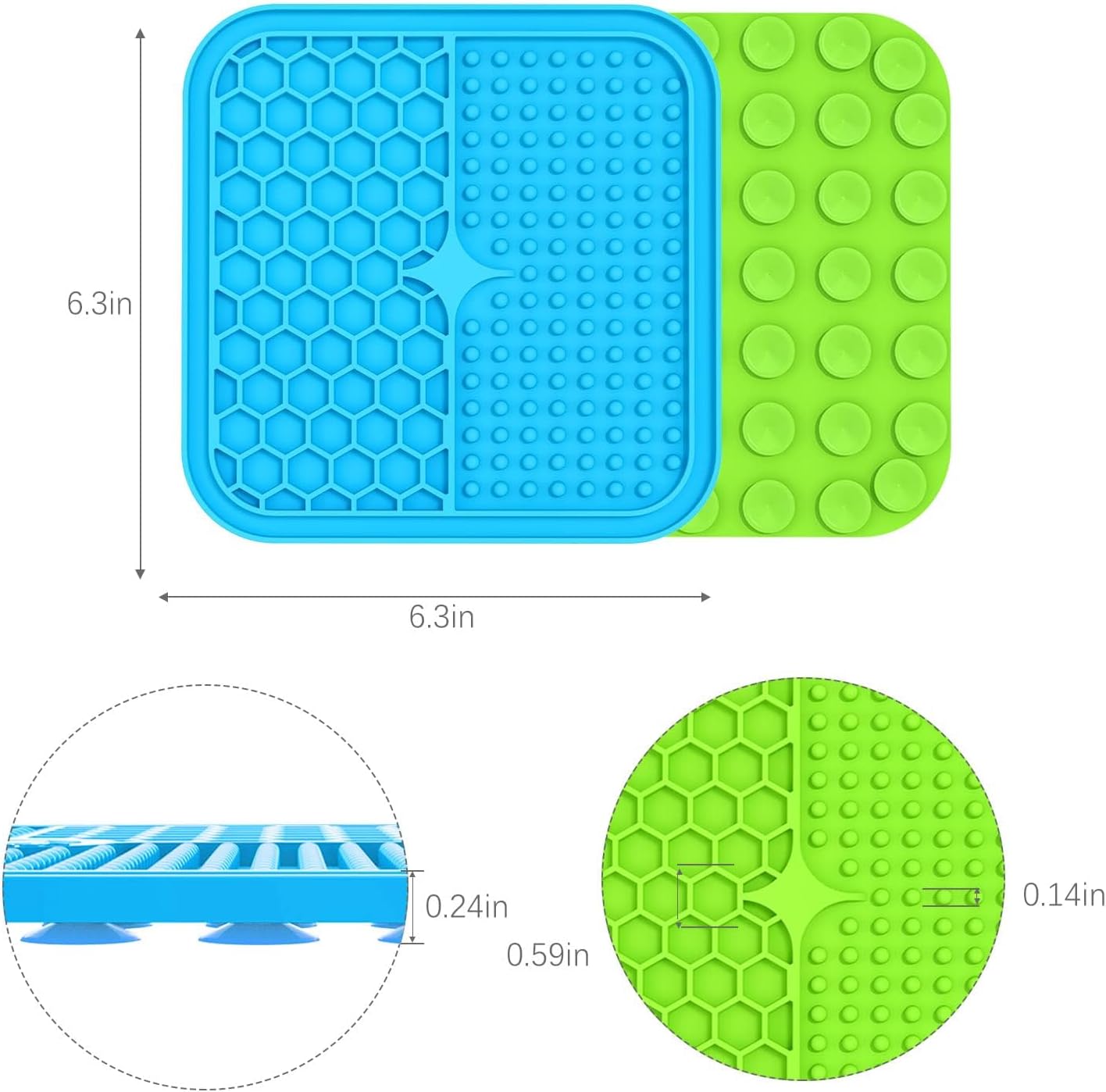 2PCS Lick Mat for Dogs and Cats with Suction Cups (Size: 6" x 6")
