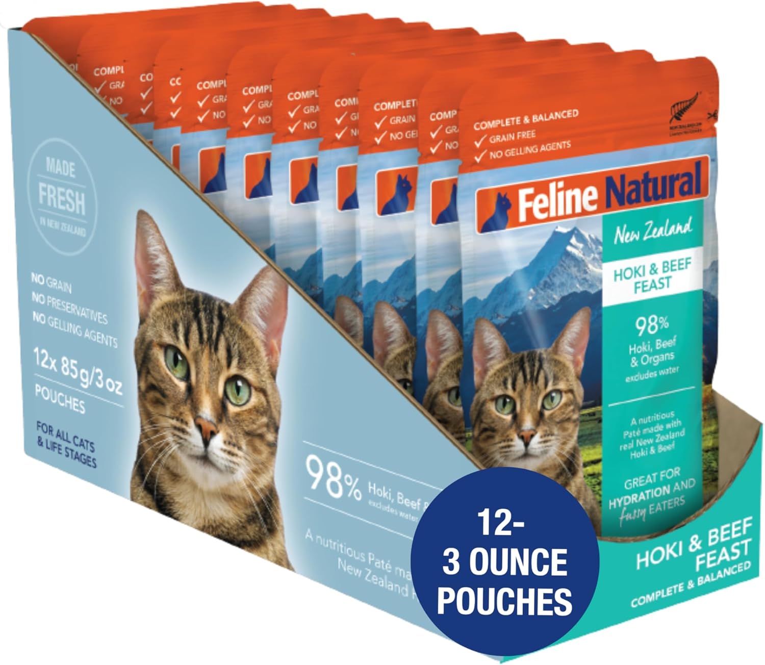 Wet Cat Food Pouch - Chicken & Lamb Feast, Grain-FreeSingle Serve Pate, 12 Pack