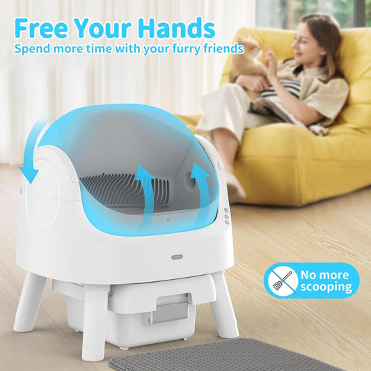 Self Cleaning Cat Litter Box, Automatic Cat Litter Box for Multiple Cats